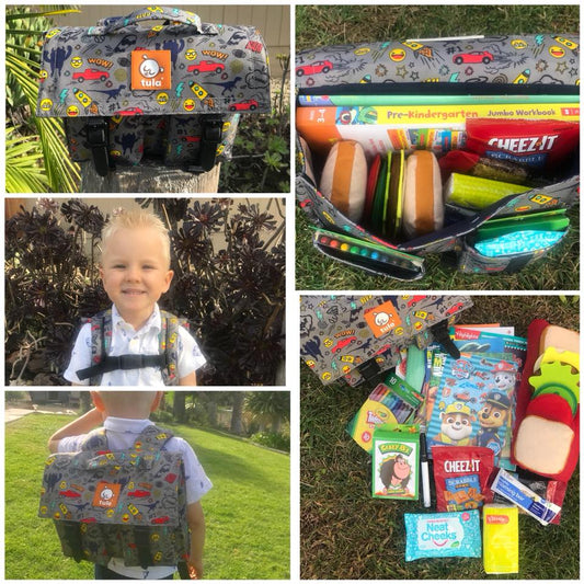 images of backpacks and children