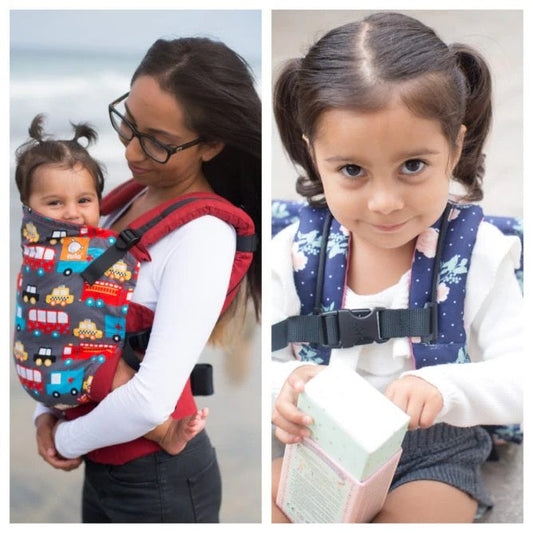 image of family wearing baby carriers