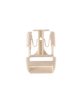 A single cream-colored plastic baby carrier buckle shown against a plain white background.