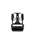 A black plastic quick-release baby carrier buckle shown against a plain white background.